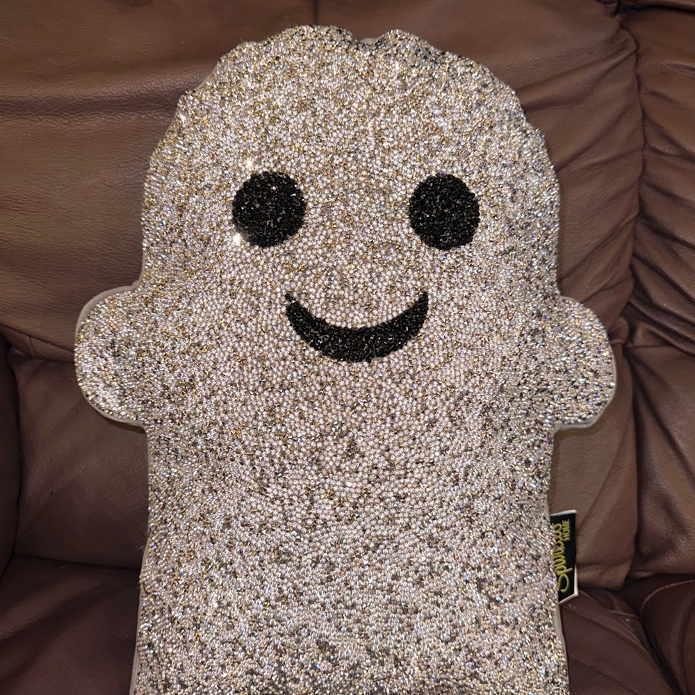 Sparkle-Sequin Silver Ghost Pillow